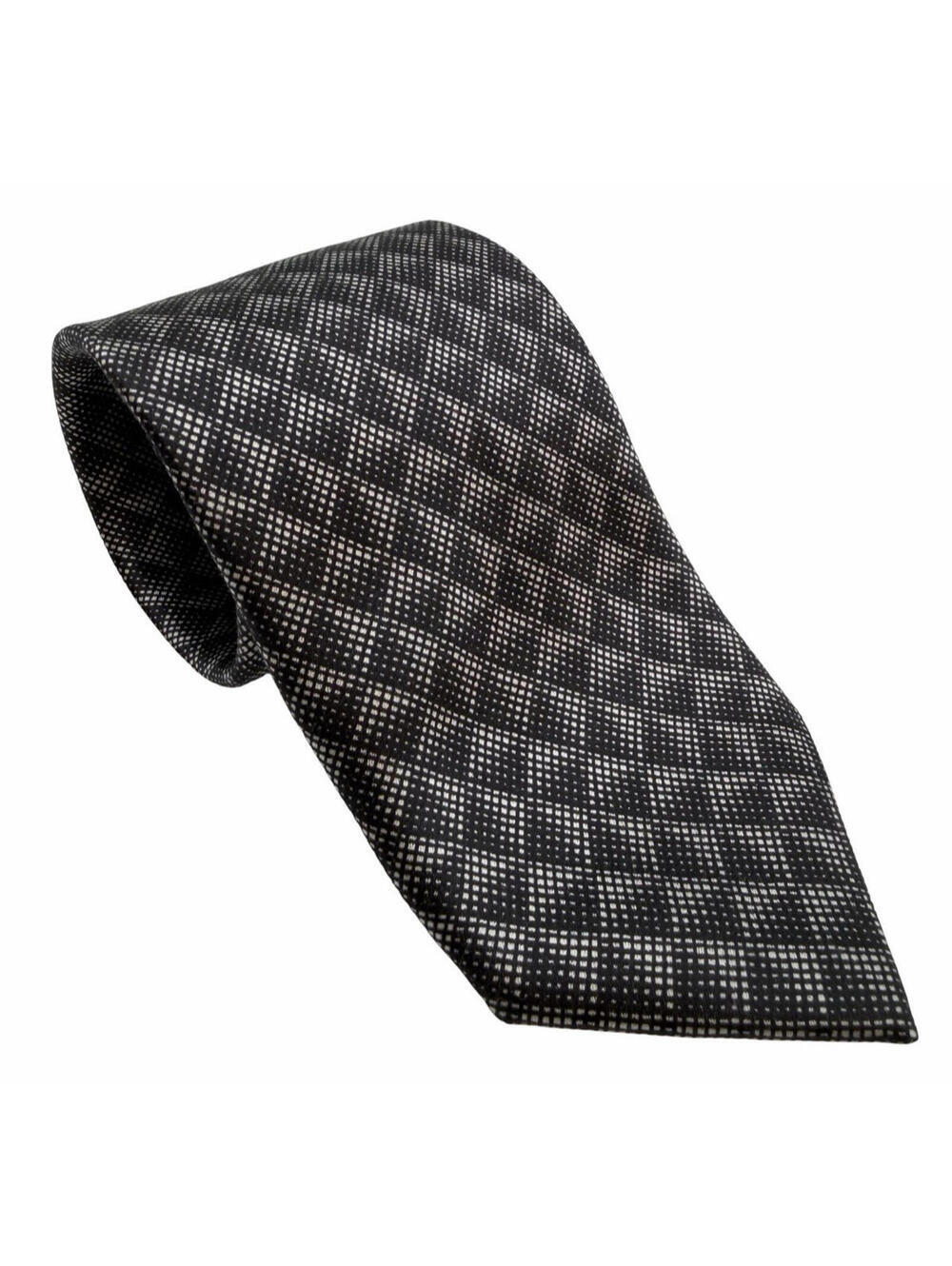 Giorgio Armani Silk Neck Tie Geometric Black White Grey 3.1" x 58"